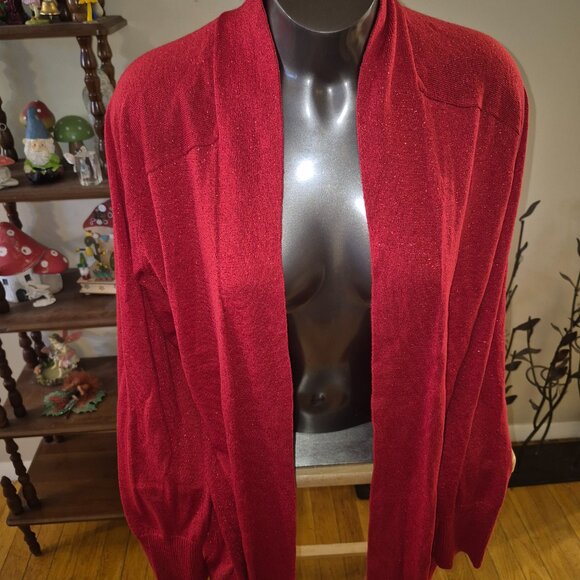 Apt. 9 Shimmer Red Open Front Holiday Cardigan Size XL - Picture 1 of 5